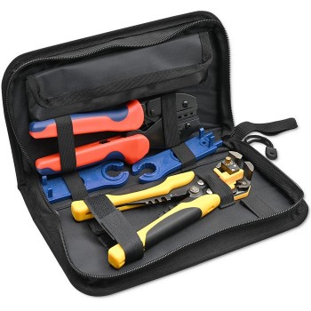Qoltec Solar Tool Kit Compatible with MC4 Connectors | Crimper + Automatic Wire Stripper