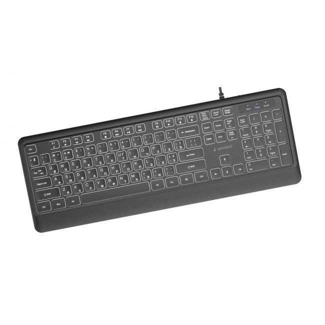Gembird KB-UML-04-CYRL Slim wired backlight keyboard, black, Cyrillic layout