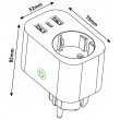 Entac Smart Single Socket Adapter 1x Type-F, 2xUSB-A, 1xUSB-C 2.4A WIBLE