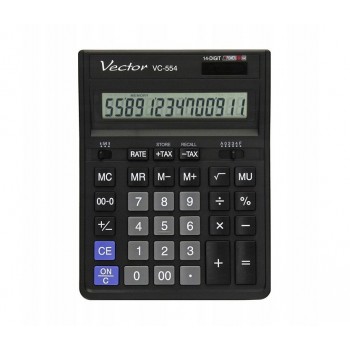 Vector KAV VC-554x Office Calculator, 14-digit, 153x199mm, black