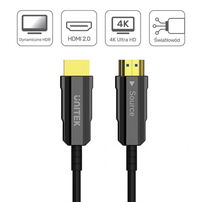 UNITEK HDMI 2.0 AOC 4K 60HZ 15M OPTICAL CABLE UNITEK HDMI 2.0 AOC 4K 60HZ 15M OPTICAL CABLE