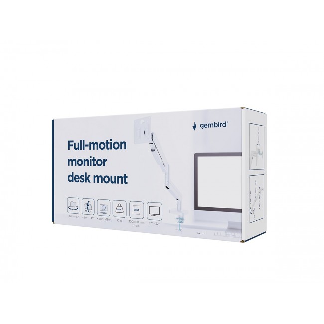 Gembird MA-DA1-04 Full-motion desk display mounting arm, 17 -32 , white