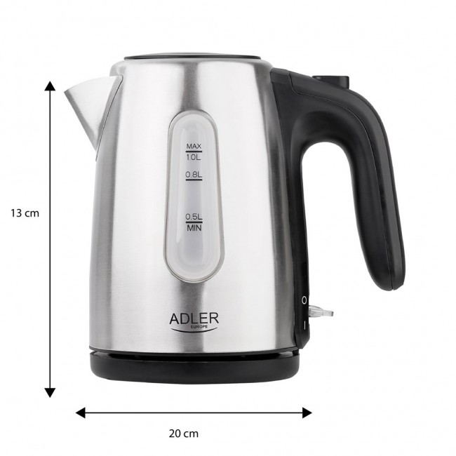 Adler AD 1273 electric kettle 1 L 1200 W Black, Hazelnut, Stainless steel Adler AD 1273 electric kettle 1 L 1200 W Black, Hazelnut, Stainless steel