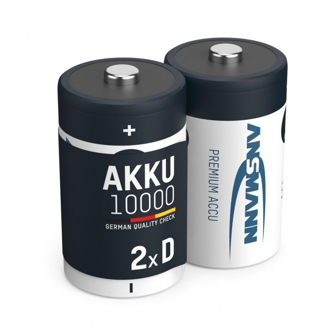 2x Ansmann NiMH 10000 Mono D rechargeable
