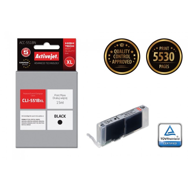 Activejet ACC-551BN Ink cartridge (replacement for Canon CLI-551BK Supreme 15 ml black) Activejet ACC-551BN Ink cartridge (replacement for Canon CLI-551BK Supreme 15 ml black)