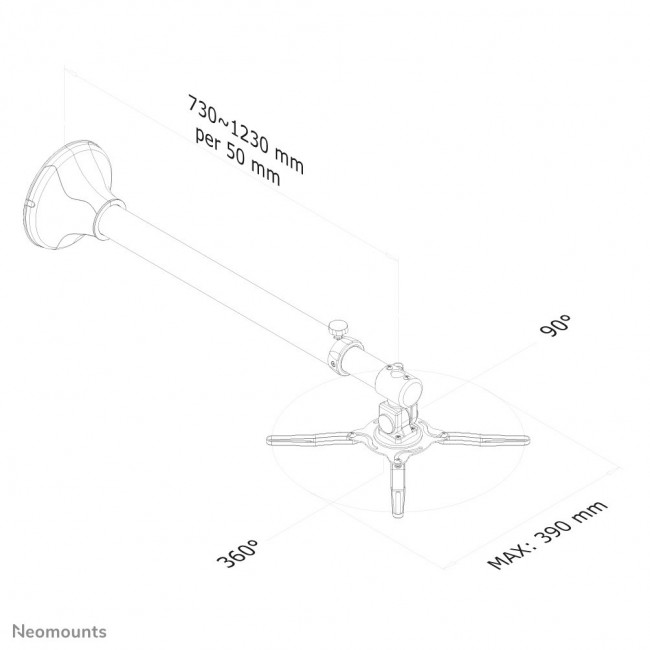 Neomounts BEAMER-W100SILVER Beamer wall mount - d 73-123 cm - full motion Neomounts BEAMER-W100SILVER Beamer wall mount - d 73-123 cm - full motion