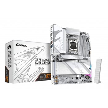 GIGABYTE X870 AORUS ELITE X3D ICE Motherboard - Supports AMD Ryzen 9000 CPUs, 16+2+2 Phases Digital VRM, up to 9000Hz DDR5 (OC), 2xPCIe 5.0 + 2xPCIe 4.0, Wi-Fi 7, 2.5GbE LAN, USB 4