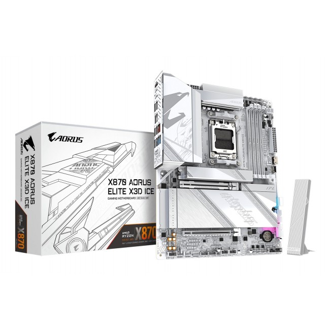 GIGABYTE X870 AORUS ELITE X3D ICE Motherboard - Supports AMD Ryzen 9000 CPUs, 16+2+2 Phases Digital VRM, up to 9000Hz DDR5 (OC), 2xPCIe 5.0 + 2xPCIe 4.0, Wi-Fi 7, 2.5GbE LAN, USB 4