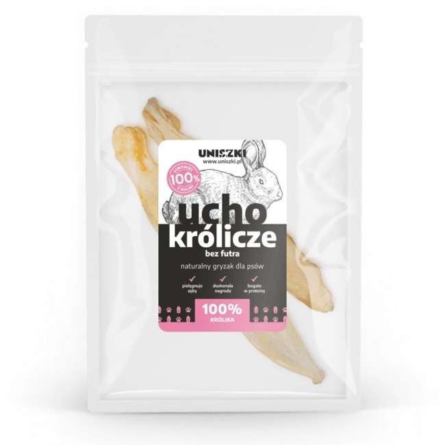 UNISZKI Rabbit ear without fur - dog treat - 2 pieces UNISZKI Rabbit ear without fur - dog treat - 2 pieces