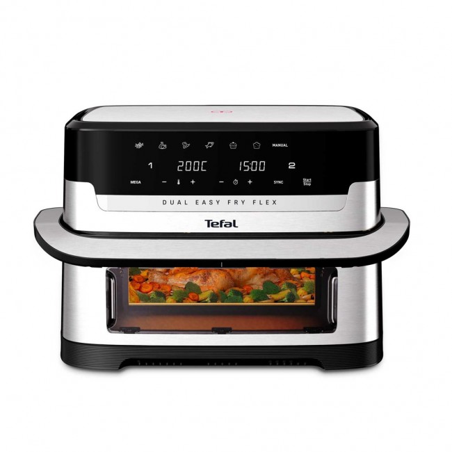 Tefal Dual Easy Fry Flex EY922D 9 L Stand-alone Hot air fryer Black, Stainless steel Tefal Dual Easy Fry Flex EY922D 9 L Stand-alone Hot air fryer Black, Stainless steel