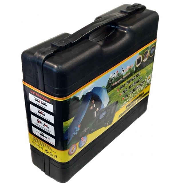 ELICO BDZ-155B Portable camping gas stove for 2.2 kW cartridges, piezo ignition. ELICO BDZ-155B Portable camping gas stove for 2.2 kW cartridges, piezo ignition.