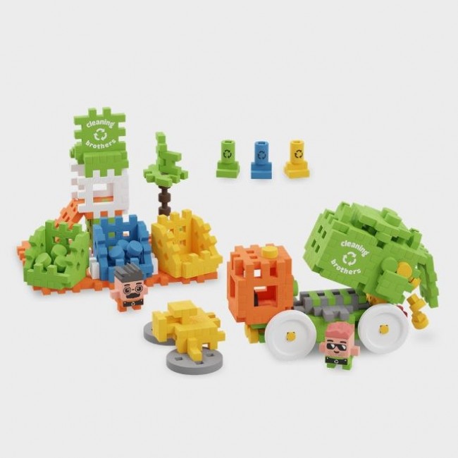 Marioinex Mini Waffle Building Blocks City: Refuse Collection Truck, 148 pieces