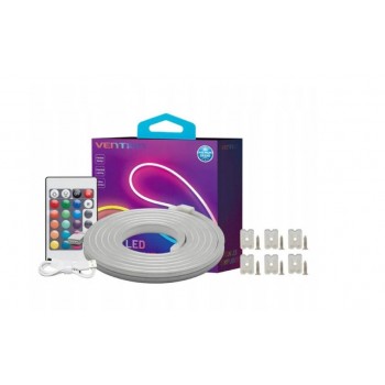 Vention Silicone Neon LED strip with IR remote control and 12V DC power supply, 5m
