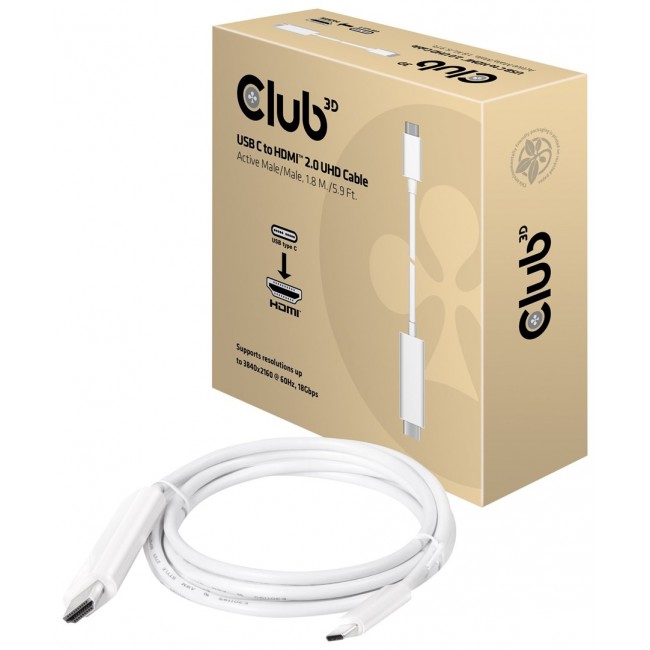 CLUB3D USB C to HDMI 2.0 UHD Cable Active 1.8 M./5.9 Ft. CLUB3D USB C to HDMI 2.0 UHD Cable Active 1.8 M./5.9 Ft.
