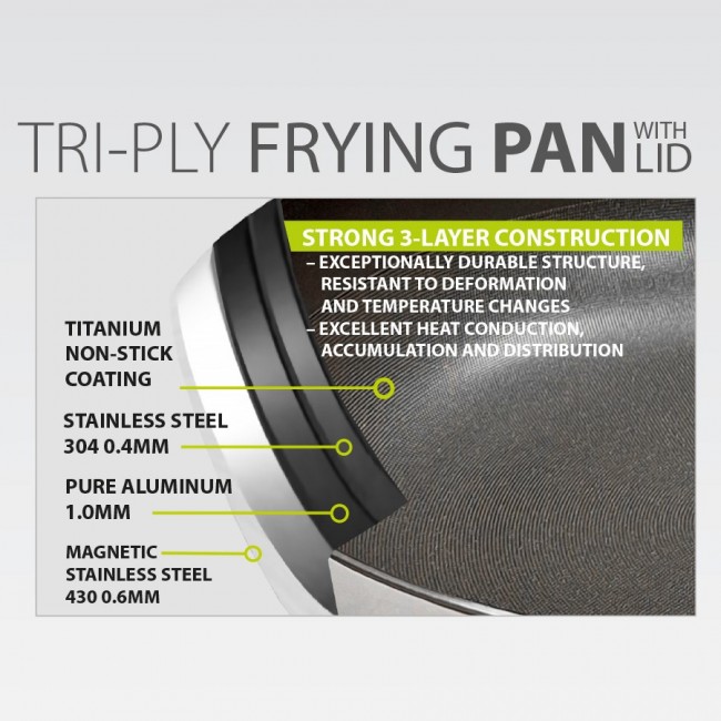 TITANCORE Frying Pan with Lid MAESTRO MR-1260 26 cm (MR-1260-26)