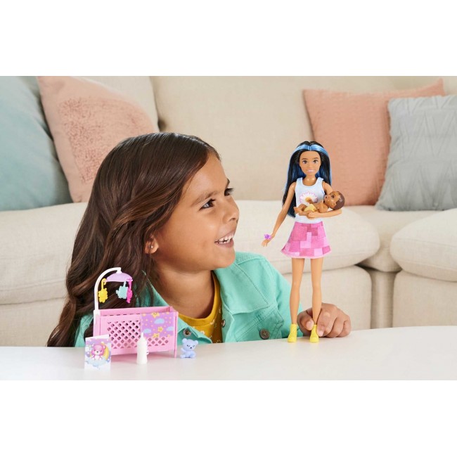 Barbie Skipper Babysitters Inc. Skipper Babysitters Playset with Friend Doll, Baby Doll with Sleepy Eyes, Crib and Accessories Barbie Skipper Babysitters Inc. Skipper Babysitters Playset with Friend Doll, Baby Doll with Sleepy Eyes, Crib and Accessories