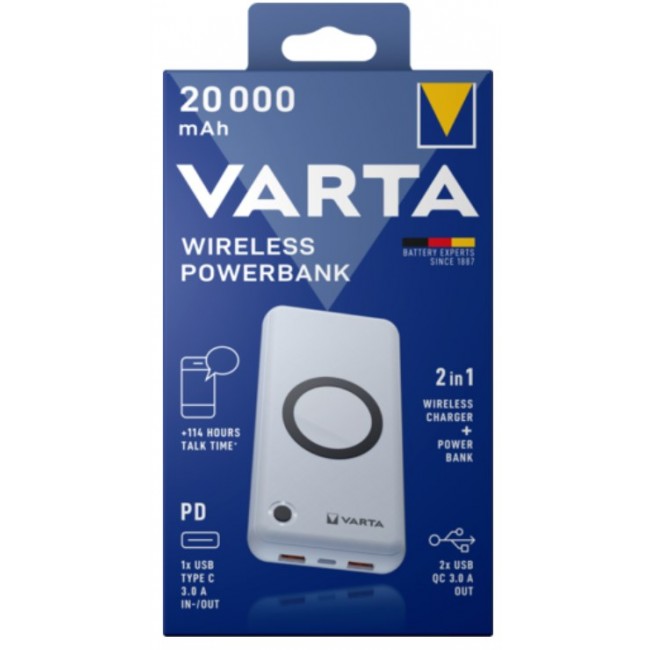 Varta 57909 101 111 power bank Lithium Polymer (LiPo) 20000 mAh Wireless charging White Varta 57909 101 111 power bank Lithium Polymer (LiPo) 20000 mAh Wireless charging White