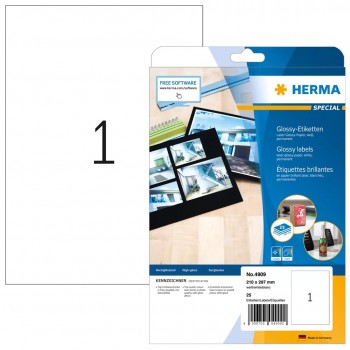 HERMA Labels A4 210x297 mm white paper glossy 25 pcs.