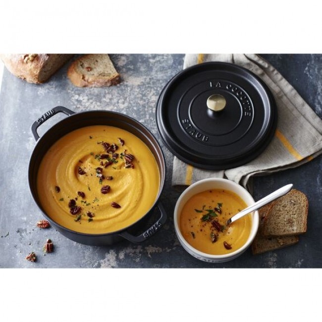 Staub Round Cast Iron Casserole - 3.8 ltr, Black