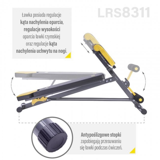 HMS Fitness LSR8311 Flat weight training bench Adjustable seat Home Black, Yellow HMS Fitness LSR8311 Flat weight training bench Adjustable seat Home Black, Yellow