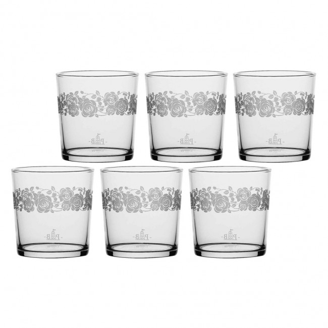 LA PORCELLANA BIANCA BABILA Set of 6 glasses with thick bottom roses 350 ml LA PORCELLANA BIANCA BABILA Set of 6 glasses with thick bottom roses 350 ml