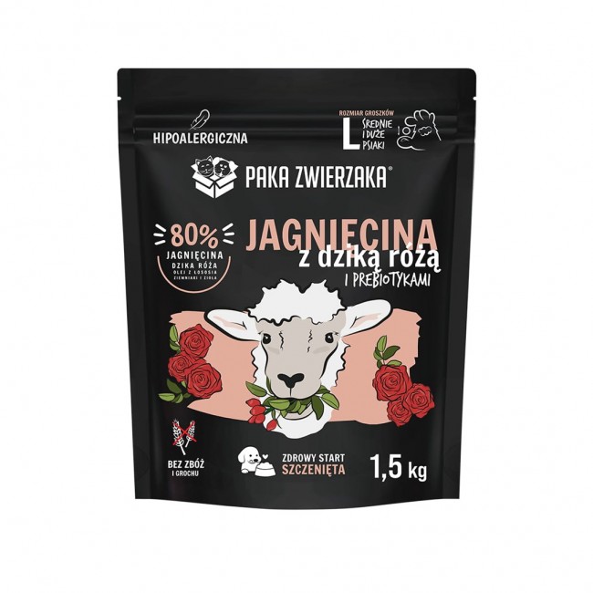 PAKA ZWIERZAKA Puppy Lamb with wild rose L - dry dog food - 1,5kg PAKA ZWIERZAKA Puppy Lamb with wild rose L - dry dog food - 1,5kg