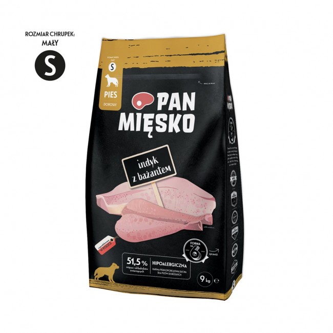 PAN MIĘSKO Turkey with Pheasant S - Dry Dog Food - 9 kg