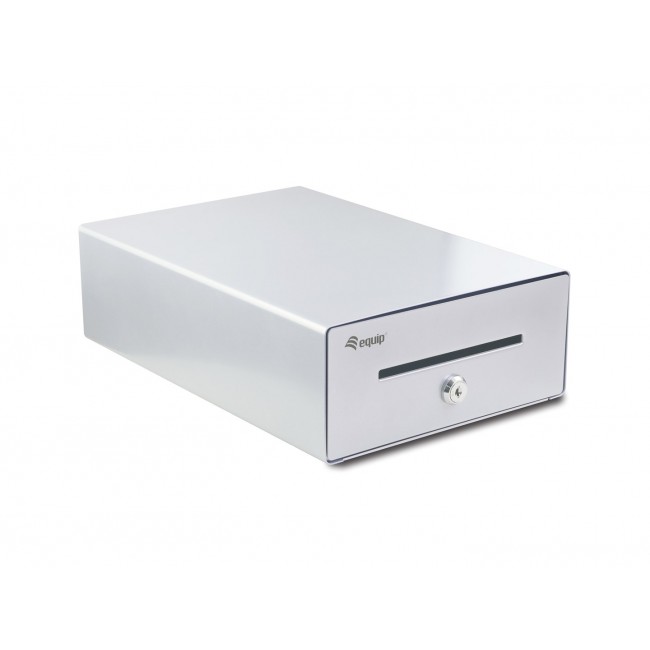 Equip Cash Register Drawer for Point of Sale (POS) System, 4 Bill/4 Coin Compartments, Removable Coin Slots, RJ11 connector, Aluminum