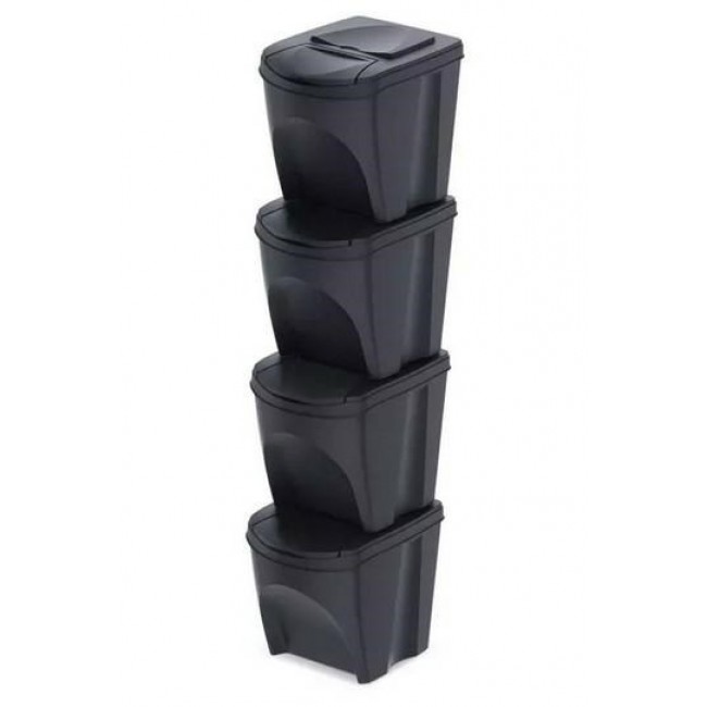 KEDEN WASTE BIN SORTIBOX 25L SET 4 - ANTHRACITE ECO WOOD KEDEN WASTE BIN SORTIBOX 25L SET 4 - ANTHRACITE ECO WOOD