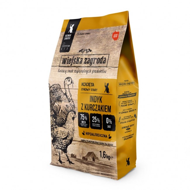 WIEJSKA ZAGRODA Turkey and chicken for kittens - dry cat food - 1,6kg WIEJSKA ZAGRODA Turkey and chicken for kittens - dry cat food - 1,6kg
