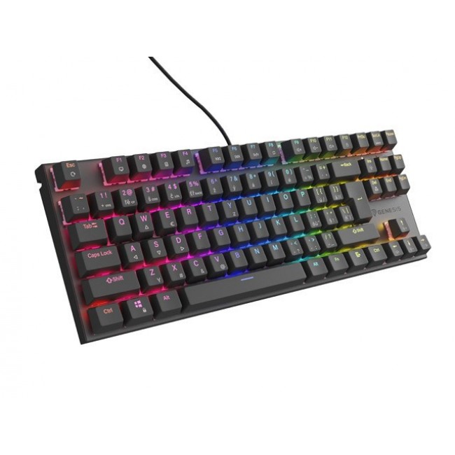 KLAWIATURA DLA GRACZY GENESIS THOR 303 TKL CZ/SK POD WIETLENIE RGB MECHANICZNA SILENT SWITCH CZARNA