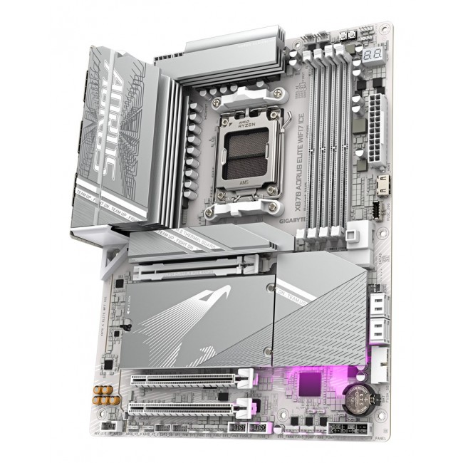 GIGABYTE X870 AORUS ELITE WIFI7 ICE Motherboard - Supports AMD Ryzen 9000 CPUs, 16+2+2 Phases Digital VRM, up to 8200MHz DDR5 (OC), 3xPCIe 5.0 + 1xPCIe 4.0, Wi-Fi 7, 2.5GbE LAN, USB 4