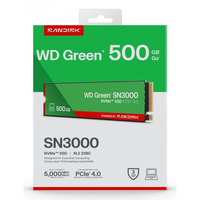 Western Digital Green WD SN3000 NVMe SSD POWERED BY SANDISK 500 GB