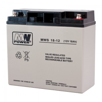 MPL MW POWER MWS 18-12 UPS battery Lead-acid accumulator VRLA AGM Maintenance-free 12 V 18 Ah Black, Grey