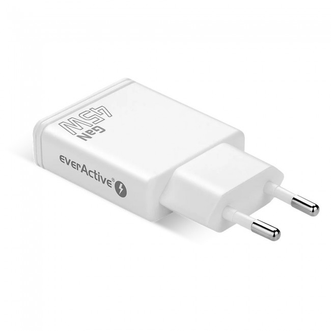 Charger GaN 1x USB-C, 1x USB Quick Charge 3.0 45W PD white Charger GaN 1x USB-C, 1x USB Quick Charge 3.0 45W PD white
