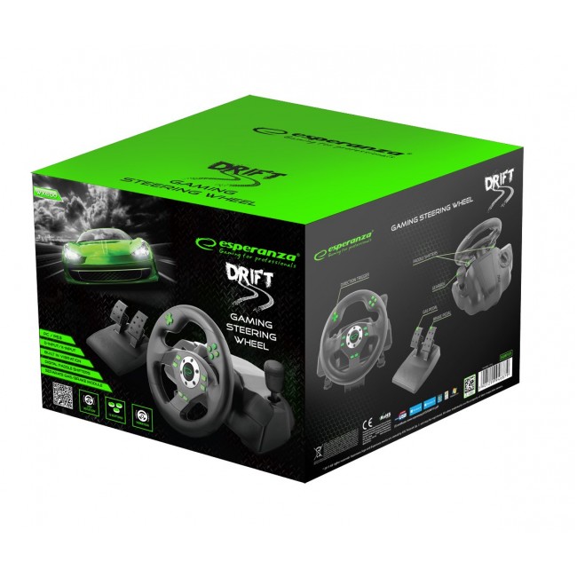Esperanza EGW101 Gaming Controller Steering wheel Playstation,Playstation 3 Digital USB Black,Green Esperanza EGW101 Gaming Controller Steering wheel Playstation,Playstation 3 Digital USB Black,Green