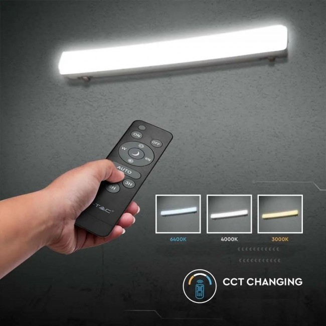 Hermetic luminaire V-TAC VT-120018 solar 120cm 18W IP65 3000K-4000K-6400K 1000lm (SKU 6500) White