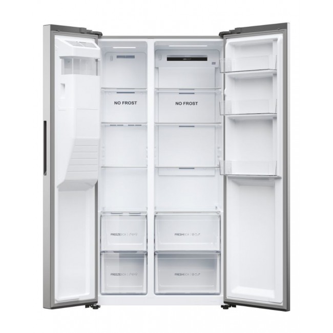 Haier SBS 90 Serie 5 HSR5918DIMP Free-standing double-sided fridge-freezer combination 511 l D Platinum, stainless steel Haier SBS 90 Serie 5 HSR5918DIMP Free-standing double-sided fridge-freezer combination 511 l D Platinum, stainless steel