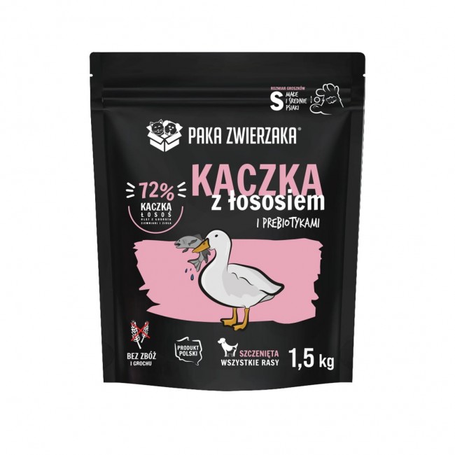 PAKA ZWIERZAKA Puppy Duck with salmon S - dry dog food - 1,5kg