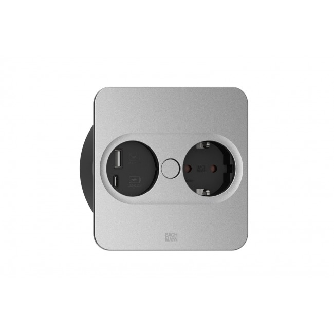 Bachmann 946.105 socket-outlet Type F + USB A + USB C Stainless steel