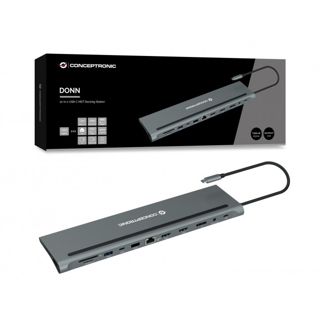 Conceptronic DONN17G laptop dock/port replicator Wired USB 3.2 Gen 1 (3.1 Gen 1) Type-C Grey Conceptronic DONN17G laptop dock/port replicator Wired USB 3.2 Gen 1 (3.1 Gen 1) Type-C Grey