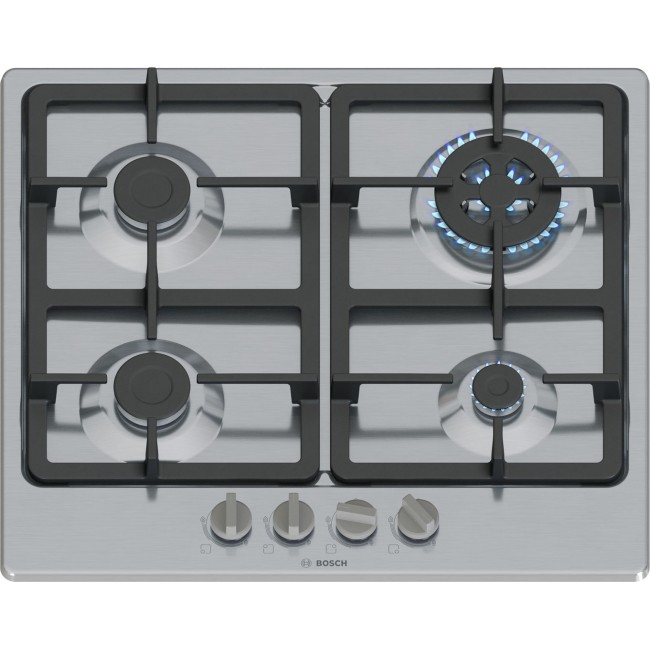 Bosch Serie 4 PGH6B5K90 hob Stainless steel Built-in 58 cm Gas 4 zone(s) Bosch Serie 4 PGH6B5K90 hob Stainless steel Built-in 58 cm Gas 4 zone(s)