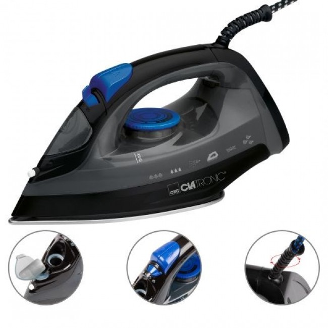 Clatronic DB 3703 iron Dry & Steam iron Stainless Steel soleplate 1800 W Black, Grey Clatronic DB 3703 iron Dry & Steam iron Stainless Steel soleplate 1800 W Black, Grey