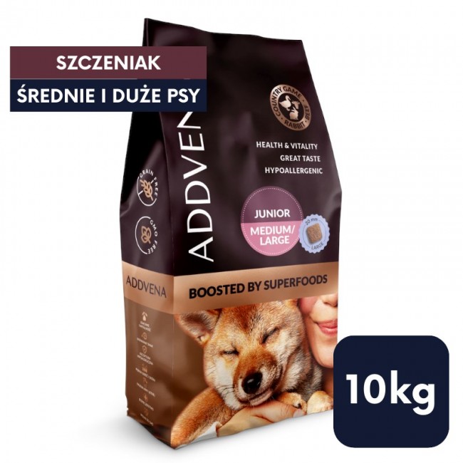 ADDVENA Boosted by superfoods Junior Medium/Large Beef - dry dog food - 10kg ADDVENA Boosted by superfoods Junior Medium/Large Beef - dry dog food - 10kg
