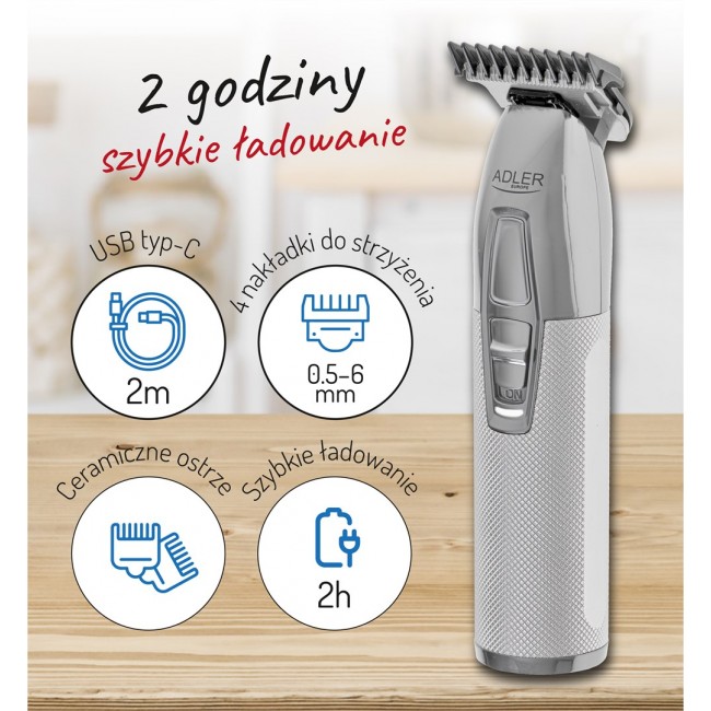 Adler AD 2836S beard trimmer Battery 4 6 mm Silver