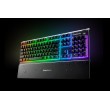 SteelSeries Apex 3 Gaming Keyboard, US Layout, Wired, Black SteelSeries Apex 3 Gaming keyboard, IP32 water resistant for protection against spills, Customizable 10-zone RGB illumination reacts to games and Discord, Whisper quiet gaming switches last for