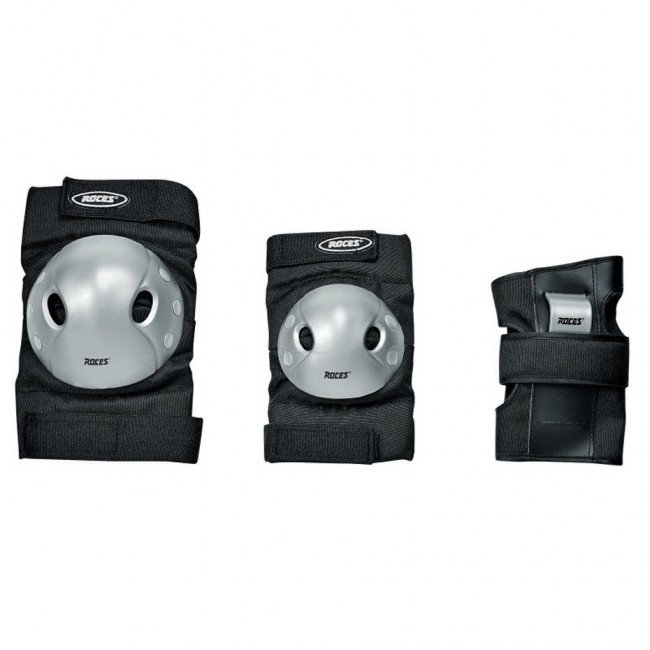 Roces Extra Three Pack Skate Pads black-grey 301366 01 L