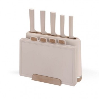Maestro MR-1412-BEIGE Knife set with block + Cutting board set Beige