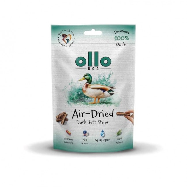 OLLO Air-Dried Duck strips - dog treat - 80g OLLO Air-Dried Duck strips - dog treat - 80g