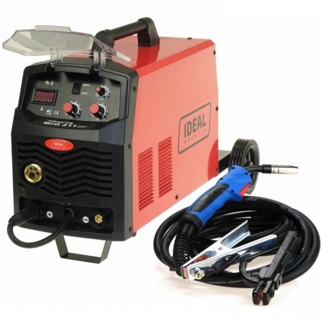 PRAKTIK MIG 211 MMA Digital - MIG/MAG semi-automatic welding machine, minimum welding current: 30A, maximum welding current: 200A, rated power: 6.2kW, power supply: 230V, welding method: FLUX/MIG-MAG/MMA